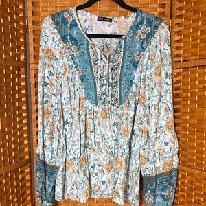 💰💰 Pretty Garden Floral long sleeved Boho Blouse